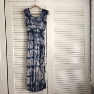 High low blue tie dye dress